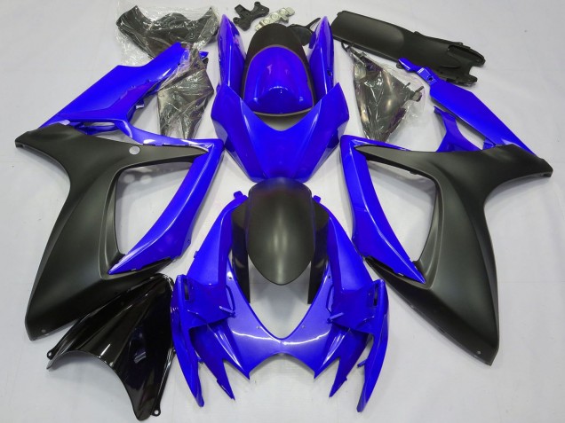 2006-2007 Suzuki GSXR 600 / GSXR 750 Motorcycle Fairings - Blue Matte Black