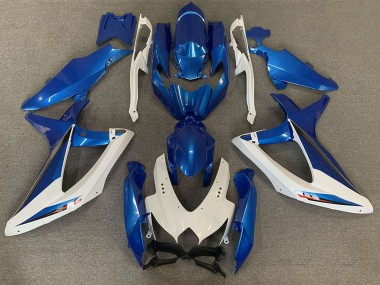 Custom 2008-2010 Suzuki GSXR 600 / GSXR 750 Motorcycle Fairings - White Blue OEM Style