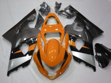 Custom 2004-2005 Suzuki GSXR 600 / GSXR 750 Motorcycle Fairings - Orange Silver