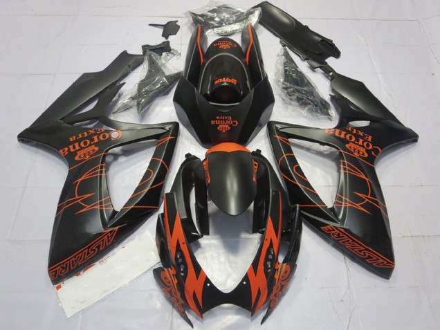 2006-2007 Suzuki GSXR 600 / GSXR 750 Motorcycle Fairings - Matte Black Orange Corona Extra Alstare Motul