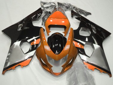Custom 2004-2005 Suzuki GSXR 600 / GSXR 750 Motorcycle Fairings - Orange Silver Black