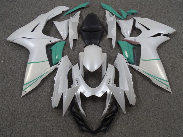 2011-2024 Suzuki GSXR 600 / GSXR 750 Motorcycle Fairings - Pearl White and T Blue