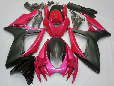 Custom 2006-2007 Suzuki GSXR 600 / GSXR 750 Motorcycle Fairings - Pink Matte Black