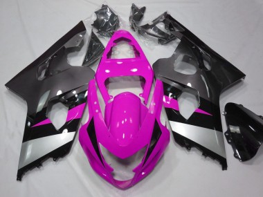 Custom 2004-2005 Suzuki GSXR 600 / GSXR 750 Motorcycle Fairings - Pink Silver Black