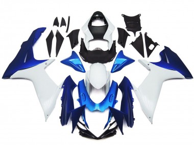 Custom 2011-2024 Suzuki GSXR 600 / GSXR 750 Motorcycle Fairings - White Blue