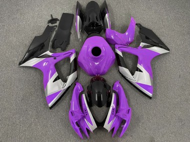 Custom 2006-2007 Suzuki GSXR 600 / GSXR 750 Motorcycle Fairings - Purple Silver Glossy Black