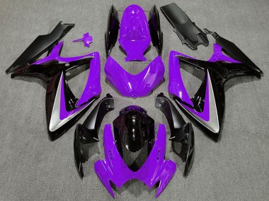Custom 2006-2007 Suzuki GSXR 600 / GSXR 750 Motorcycle Fairings - Purple Silver Glossy Black OEM Style