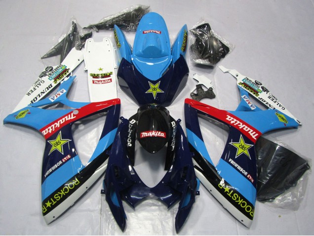 2006-2007 Suzuki GSXR 600 / GSXR 750 Motorcycle Fairings - Blue White Red Glossy Black Rockstar