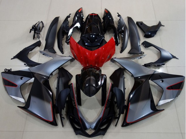 2011-2024 Suzuki GSXR 600 / GSXR 750 Motorcycle Fairings - Grey Red Glossy Black