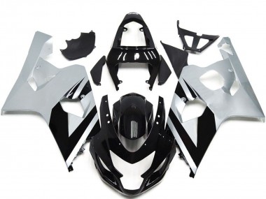 Custom 2004-2005 Suzuki GSXR 600 / GSXR 750 Motorcycle Fairings - White Glossy Black OEM Style
