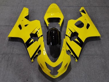 Custom 2004-2005 Suzuki GSXR 600 / GSXR 750 Motorcycle Fairings - Yellow Glossy Black OEM Style