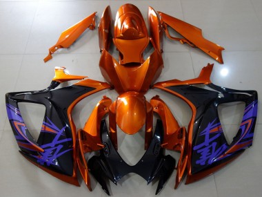 Custom 2006-2007 Suzuki GSXR 600 / GSXR 750 Motorcycle Fairings - Orange Glossy Black Blue