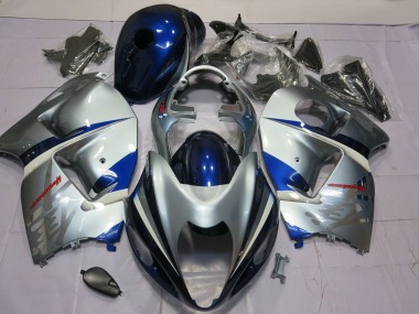 Custom 1996-2007 Suzuki GSXR 1300 Motorcycle Fairing - Silver Blue