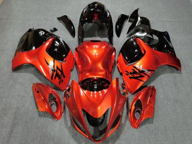 Custom 2008-2020 Suzuki GSXR 1300 Motorcycle Fairings - Candy Orange Glossy Black