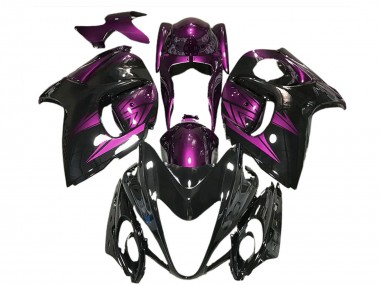 Custom 2008-2020 Suzuki GSXR 1300 Motorcycle Fairings - Glossy Black and Deep Purple