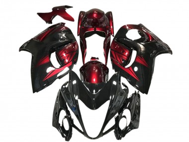 Custom 2008-2020 Suzuki GSXR 1300 Motorcycle Fairings - Glossy Black and Deep Red