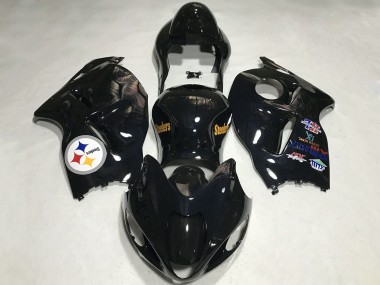 Custom 1996-2007 Suzuki GSXR 1300 Motorcycle Fairings - Glossy Black Team Logo