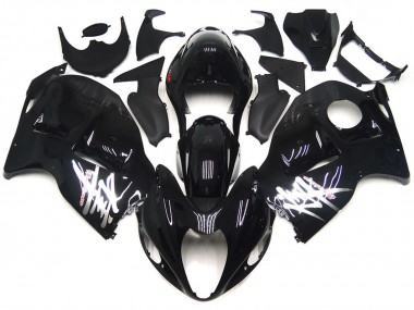 Custom 1996-2007 Suzuki GSXR 1300 Motorcycle Fairings - Glossy Black with Silver Decals