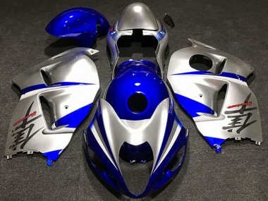 Custom 1996-2007 Suzuki GSXR 1300 Motorcycle Fairings - Silver Blue