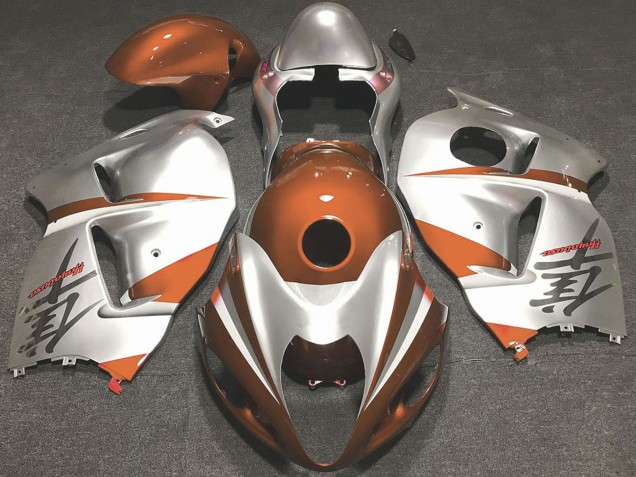 1996-2007 Suzuki GSXR 1300 Motorcycle Fairings - Glossy Orange and Silver