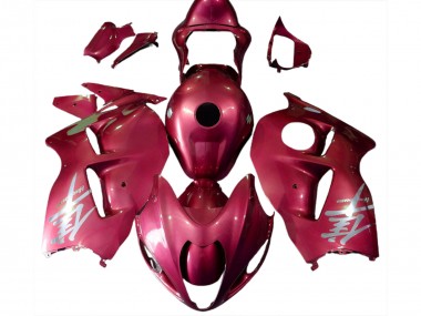 Custom 1996-2007 Suzuki GSXR 1300 Motorcycle Fairings - Glossy Red Silver Logo