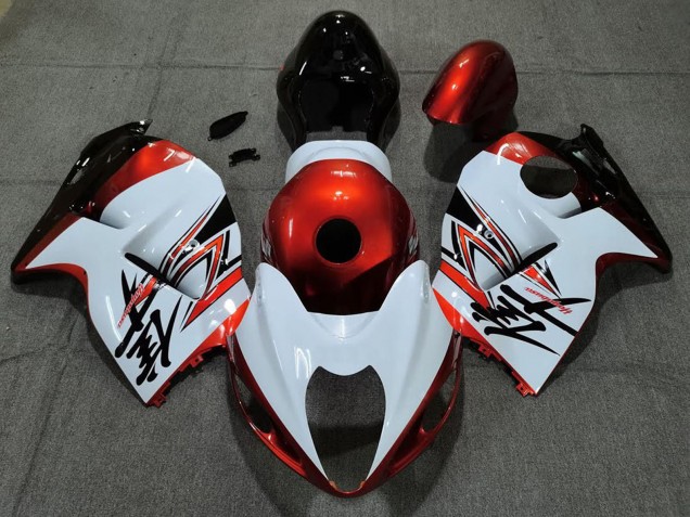 1996-2007 Suzuki GSXR 1300 Motorcycle Fairings - White Orange