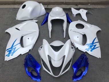 Custom 2008-2020 Suzuki GSXR 1300 Motorcycle Fairings - Glossy White Blue