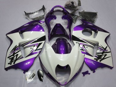 Custom 1996-2007 Suzuki GSXR 1300 Motorcycle Fairings - Glossy White Purple