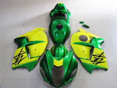Custom 1996-2007 Suzuki GSXR 1300 Motorcycle Fairings - Green and Yellow