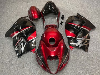 Custom 1996-2007 Suzuki GSXR 1300 Motorcycle Fairings - Maroon Red Black Style