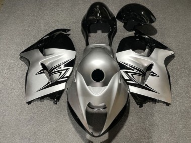 Custom 1996-2007 Suzuki GSXR 1300 Motorcycle Fairings - Silver Black