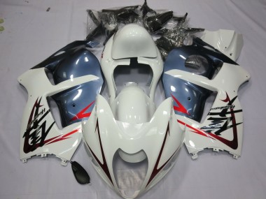 Custom 1996-2007 Suzuki GSXR 1300 Motorcycle Fairings - White and Dusty Blue
