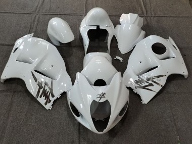 Custom 1996-2007 Suzuki GSXR 1300 Motorcycle Fairings - White OEM Style with Silver Decals