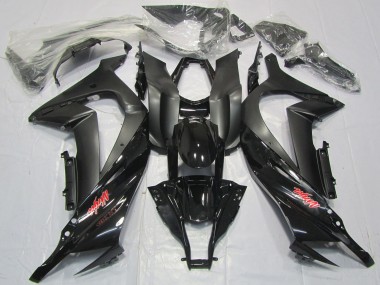 Custom 2011-2015 Kawasaki ZX10R Motorcycle Fairings - Glossy Black Matte Black Red Decal