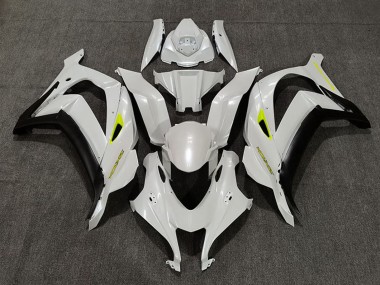 Custom 2016-2020 Kawasaki ZX10R Motorcycle Fairings - Pearl White Yellow Matte Black