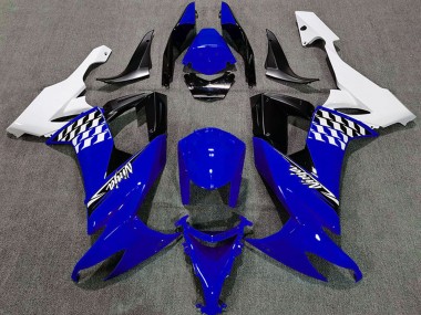Custom 2008-2010 Kawasaki ZX10R Motorcycle Fairings - White Blue Black