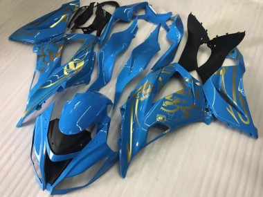 Custom 2016-2020 Kawasaki ZX10R Motorcycle Fairings - Blue Gold