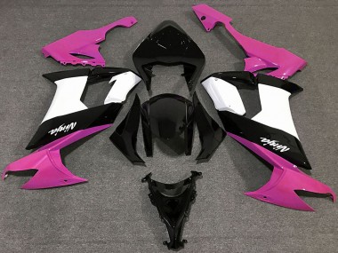Custom 2008-2010 Kawasaki ZX10R Motorcycle Fairings - Glossy Pink Black and White