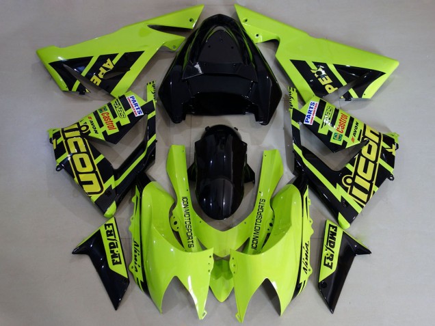 2004-2005 Kawasaki ZX10R Motorcycle Fairings - High Viz Yellow and Black