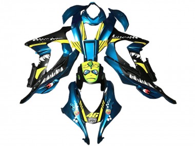 Custom 2016-2020 Kawasaki ZX10R Abs Motorcycle Fairings - Light Blue Yellow Shark