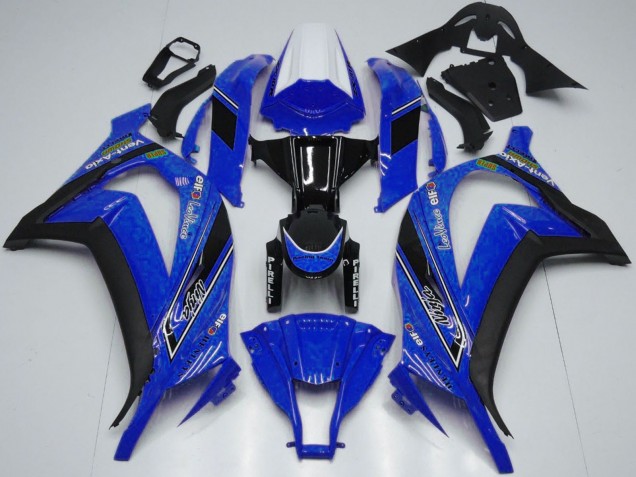 2011-2015 Kawasaki ZX10R Motorcycle Fairings - White Blue Glossy Black OEM Style