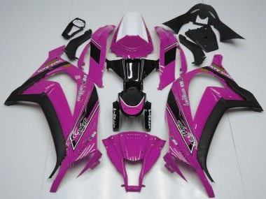 Custom 2011-2015 Kawasaki ZX10R Motorcycle Fairings - White Pink Glossy Black OEM Style