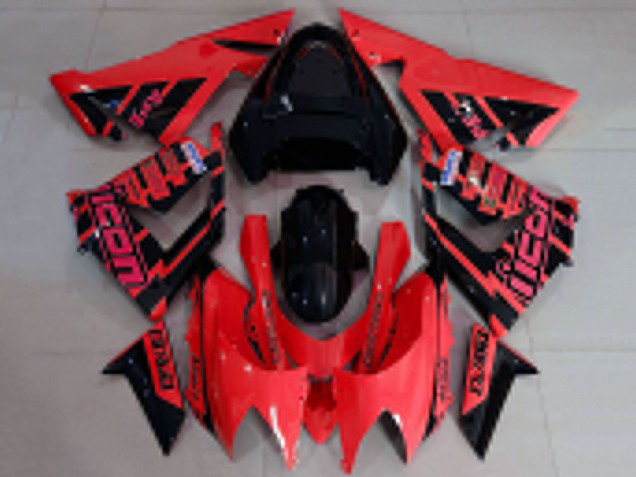 2004-2005 Kawasaki ZX10R Motorcycle Fairings - Red and Black Logo