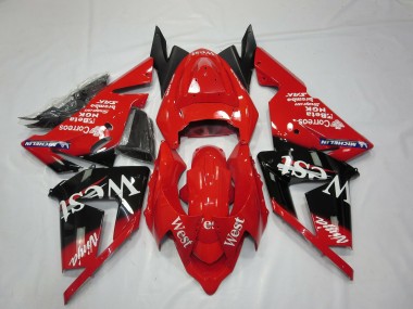 Custom 2004-2005 Kawasaki ZX10R Motorcycle Fairings - Red West