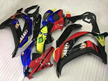 Custom 2016-2020 Kawasaki ZX10R Motorcycle Fairings - Red Blue Yellow Black Shark