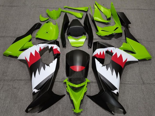 2008-2010 Kawasaki ZX10R Motorcycle Fairings - Green Matte Black Red White Shark