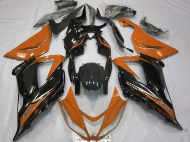Custom 2013-2018 Kawasaki ZX6R Motorcycle Fairings - Orange Glossy Black
