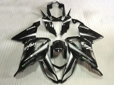 Custom 2013-2018 Kawasaki ZX6R Motorcycle Fairings - Glossy Black White