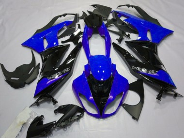 Custom 2009-2012 Kawasaki ZX6R Motorcycle Fairings - Blue Glossy Black