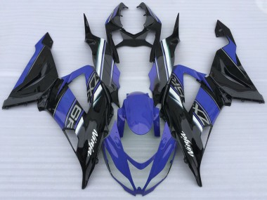 Custom 2013-2018 Kawasaki ZX6R Motorcycle Fairings - Blue Black White